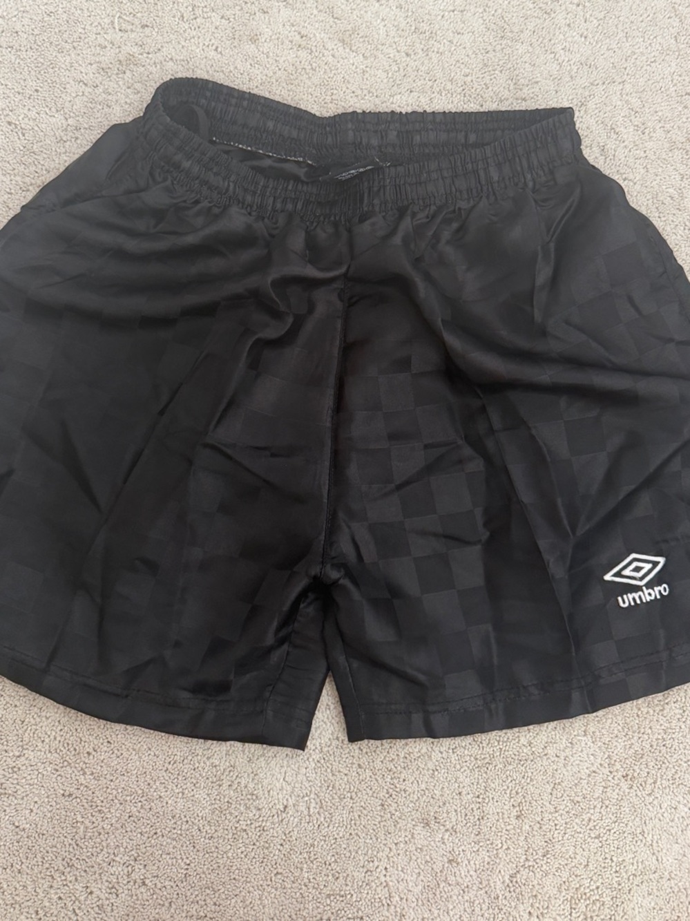 Umbro Black Checkered Athletic Shorts unisex
